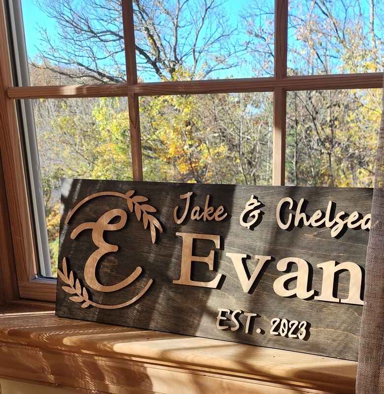 Wedding gift Personalized wooden last name sign wood sign bridal shower gift anniversary gift established Personalized gift